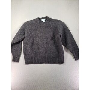 Heather Tweed Sweater Womens XL Gray Knit Long Sleeve 100% Wool Comfort Pullover